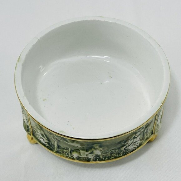 Vintage Capodimonte Cherub Angle Porcelain Ashtray Bowl Big Green Embossed Italy - Picture 5 of 10